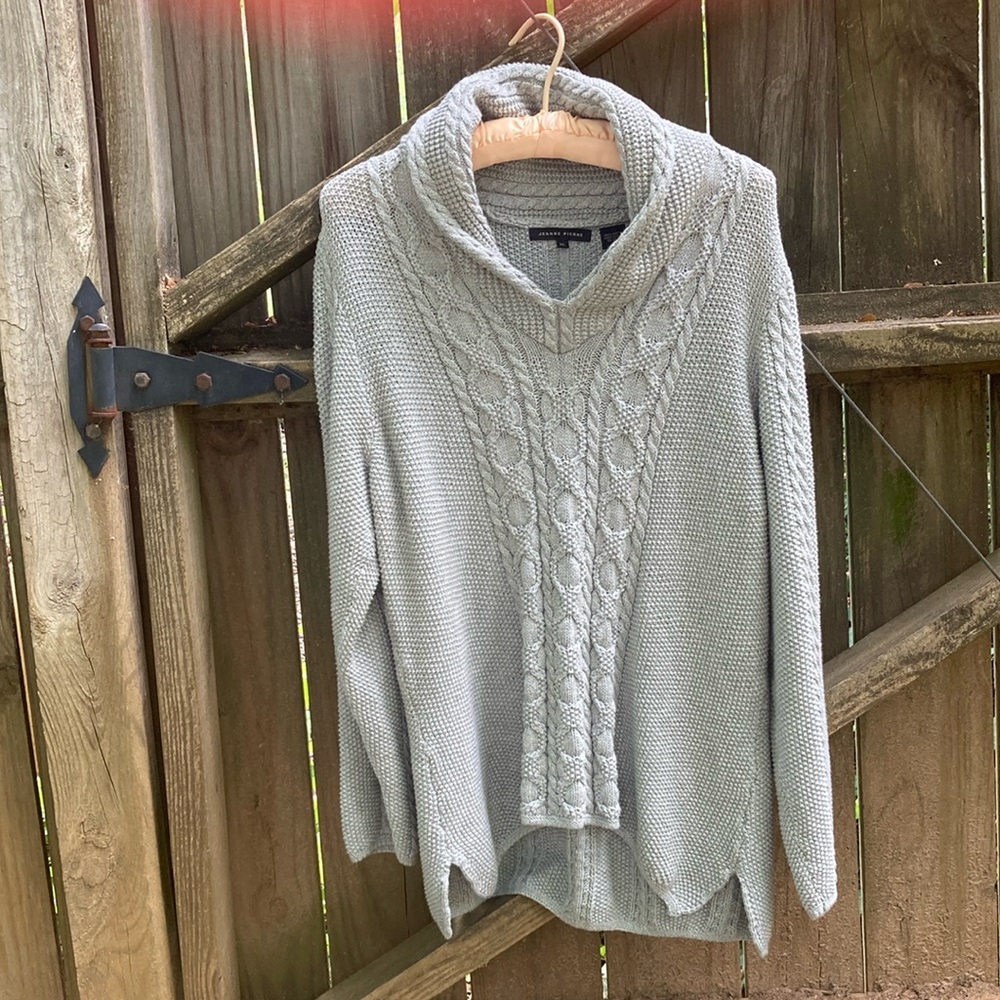 Jeanne Pierre cotton grey knit sweater